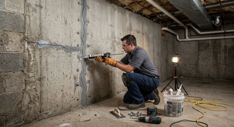 Basement Crack Repair in Plainville, CT