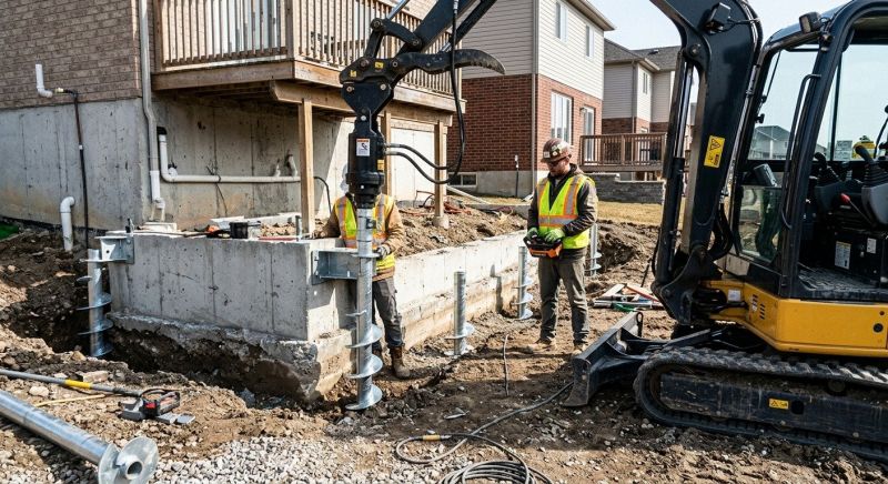Helical Piers Installation in Plainville, CT